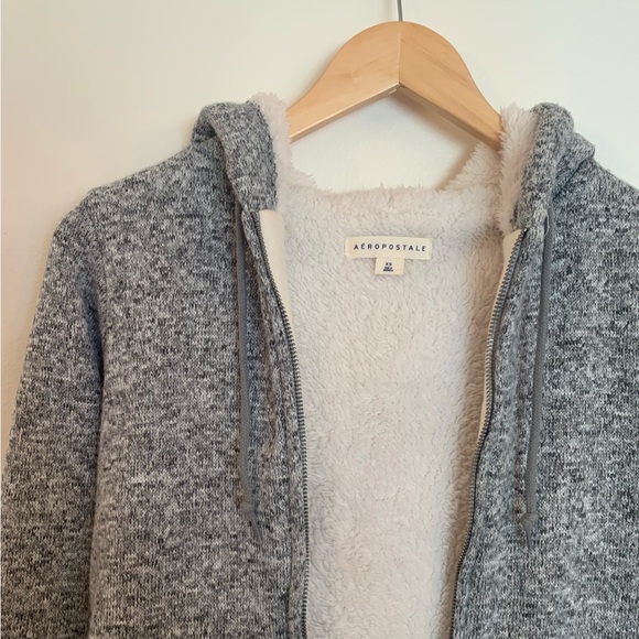 Aeropostale Faux Fur Lined Zip Up Hoodie Size 0-2 - Picture 2 of 5